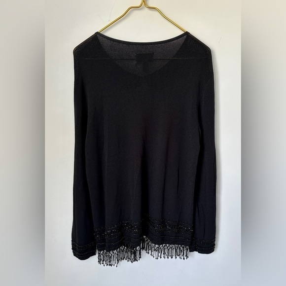 NWT Vintage Chico’s Design Black Beaded Open Front Knit Cardigan Size 1 (US M) - Picture 3 of 11